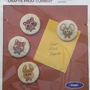Vintage Crewel Magnet Set Craft Kit, Fiddlesticks by Current, New Old Stock